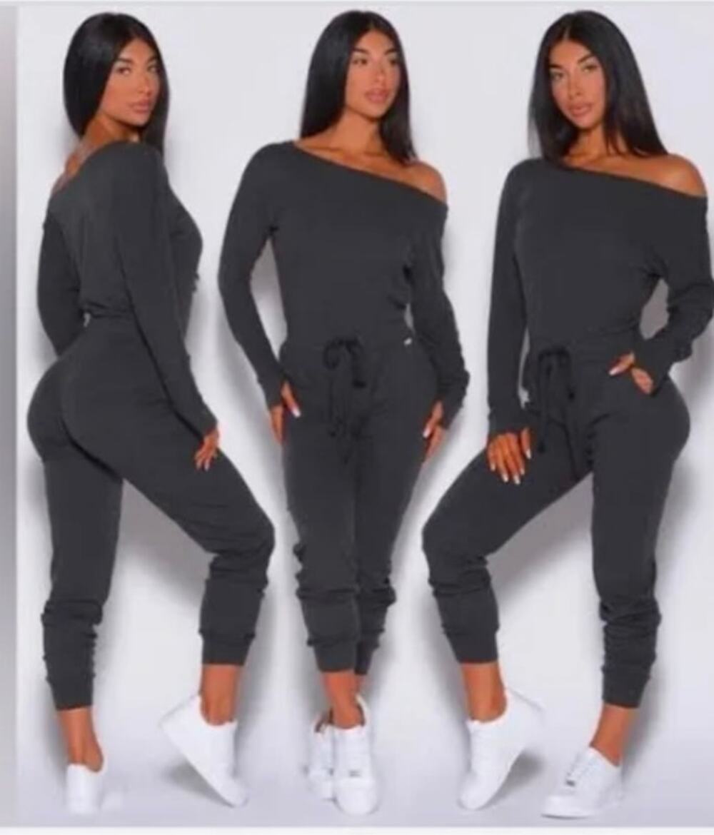 Bombshell Sportswear Long Sleeve Dark Gray Jumpsuit Womens Size Small